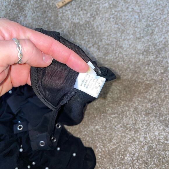 Pant's wide leg side ruffle semi sheer black dance costume COS Play dress up MD - Picture 8 of 9